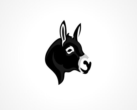 Simple elegant head donkey, horse icon, logo, symbol design inspiration