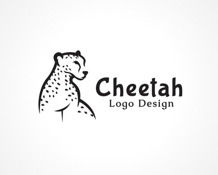 cheetah, tiger, wild cat keep watch drawing art logo, symbol design inspiration