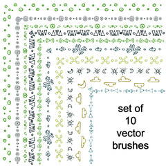 Set of hand drawn pattern brushes. Natural vector brushes.