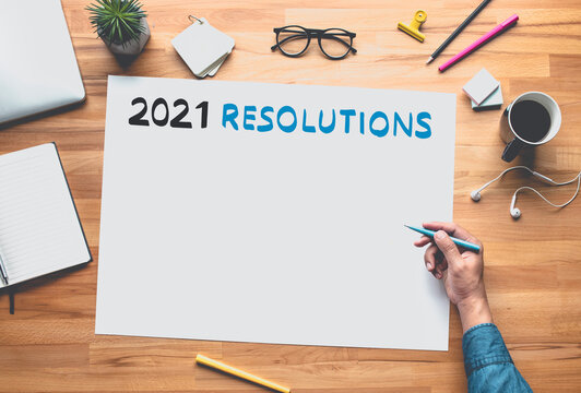 2021 Resolution With Hand Writing On White Space Background