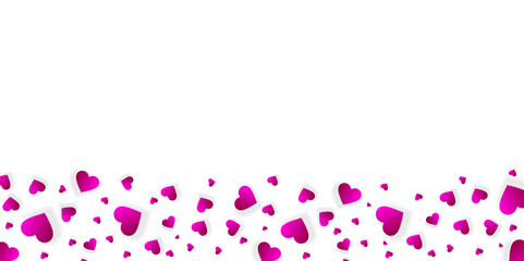 Heart frame vector banner, border, love background