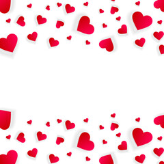 Heart frame vector banner, border, love background