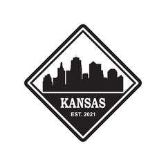 Fototapeta premium kansas skyline silhouette vector logo