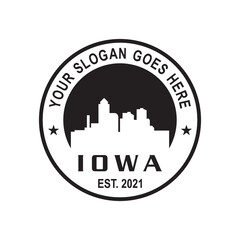 Fototapeta premium iowa skyline silhouette vector logo