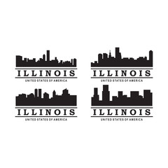 Obraz premium a set of illinois skyline silhouette logo