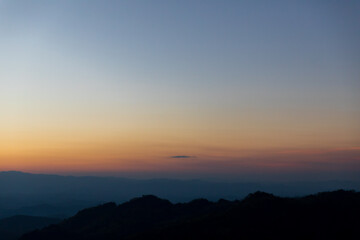 Mountain view morning of the hills around Landscape of Doi Samer Dao in Sri Nan National Park , Nan Province of Thailand