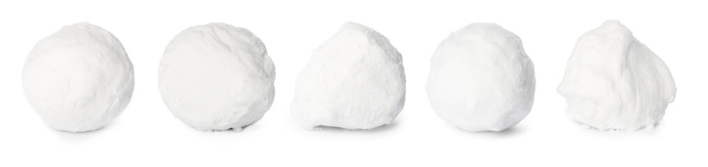 Set of different snowballs on white background. Banner design