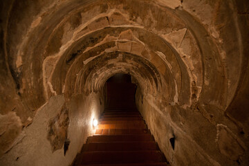Tunnel in Wat Umong, is a 700-year-old Buddhist temple in Chiang Mai, Thailand