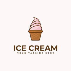 Logo vector design for an ice cream business, with an illustration of the ice cream icon in a cup