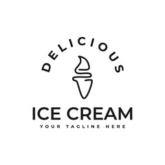 ice cream logo vector design in monoline style, perfect for an ice cream shop