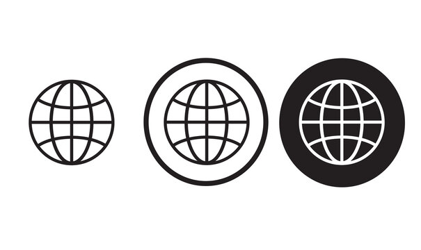 icon internet black outline logo for web site design 
and mobile dark mode apps 
Vector illustration on a white background