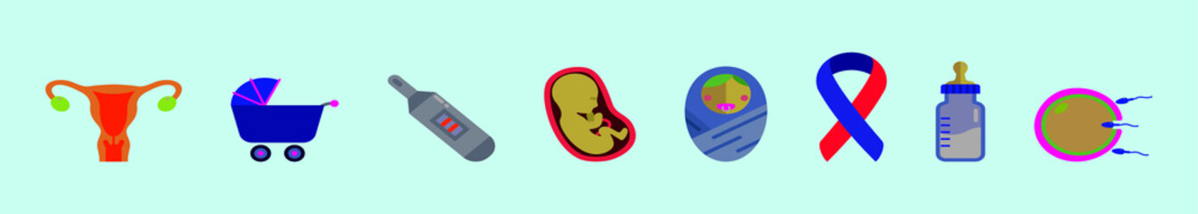 set of maternity cartoon icon design template with various models. vector illustration isolated on blue background