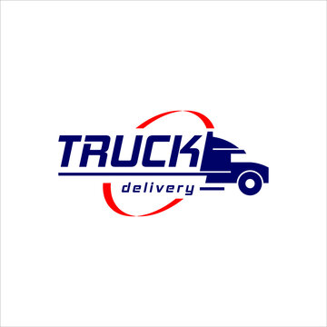 logistic truck logo design trailer vector transport express cargo delivery company template idea