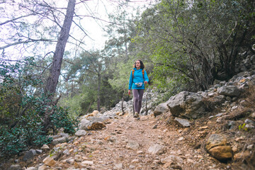 Obraz premium A woman walks along a tourist route.