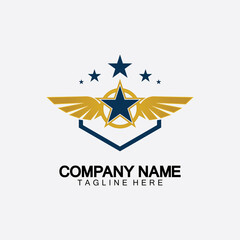 Obraz premium Star with wing logo icon vector illustration design template