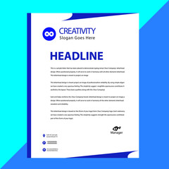 Simple Blue Color Vector Letter Head Template with standard.