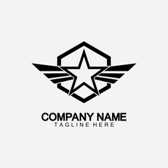 Fototapeta premium Star with wing logo icon vector illustration design template