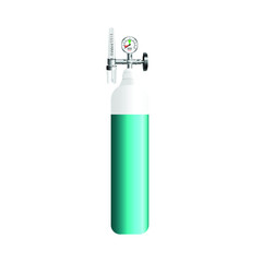 Oxygen cylinder with manometer. Vector illustration isolated on white background.