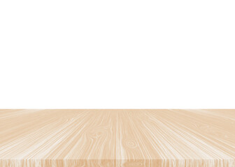 Empty wooden table  isolated on white background, used for display your products.
