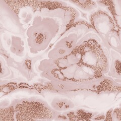 Seamless pink glitter luxury marble pattern design. High quality illustration. Sparky repeat graphic swatch in rose gold. Trendy glamorous shimmering marbled rock motif.