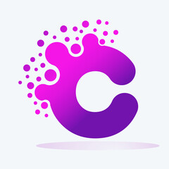 Dots Letter C Logo. C Letter Design Vector with Dots.