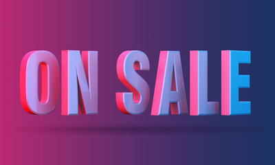 On sale 3D icon on colorful background