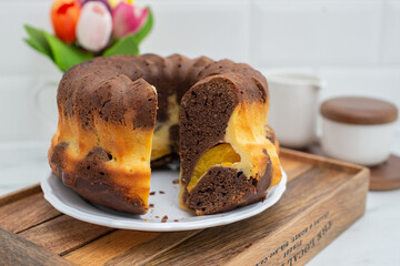 home made poppy seed sponge cake on a table