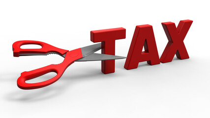 3D rendering - cutting tax concept