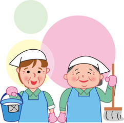 シニア女性清掃