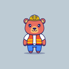 Cute bear with construction worker uniform