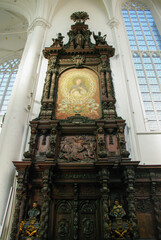 Naklejka premium Interior of a church in Antwerp. Belgium.