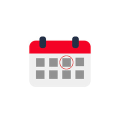 Calendar icon and red circle. Mark the date, holiday, important day concepts