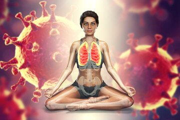 Female in Lotus yoga position, or Padmasana