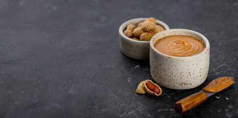 peanut butter in a ceramic bowl