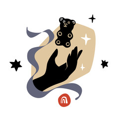 Hand With CBD Gummy Bear