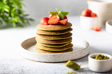Matcha tea green pancakes
