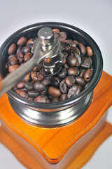 coffee beans in a coffee grinder manual