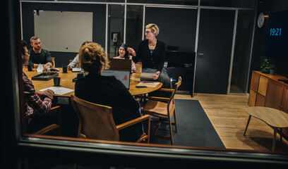Corporate meeting in office boardroom