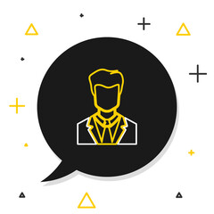 Line User of man in business suit icon isolated on white background. Business avatar symbol - user profile icon. Male user sign. Colorful outline concept. Vector.