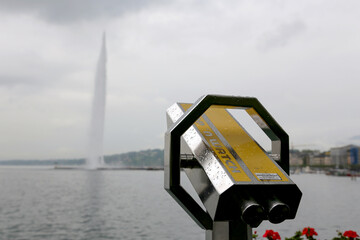 Spyglass on the embankment of Lake Geneva