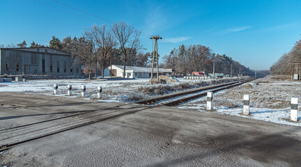 Winter moring among fields