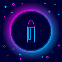 Glowing neon line Key icon isolated on black background. Colorful outline concept. Vector.
