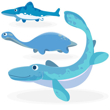 Cartoon design ancient marine reptile collection premium vector
