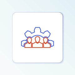 Line Project team base icon isolated on white background. Business analysis and planning, consulting, team work, project management. Colorful outline concept. Vector.