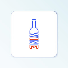 Line Bottle of wine icon isolated on white background. Lettering bottle of wine. Colorful outline concept. Vector.