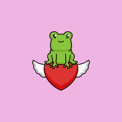 Cute frog animal on Valentine's Day