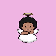 Cute afro cupid in Valentine's Day