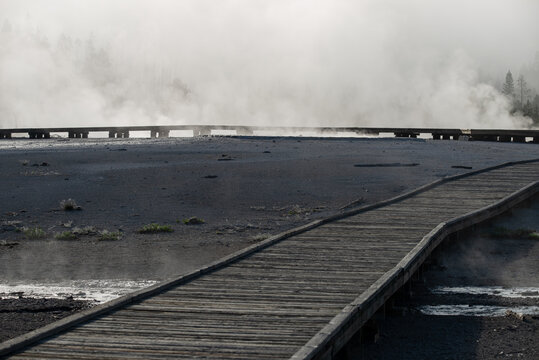 Norris Geyser Basin Trail Boardwalk in Yellowstone National Park