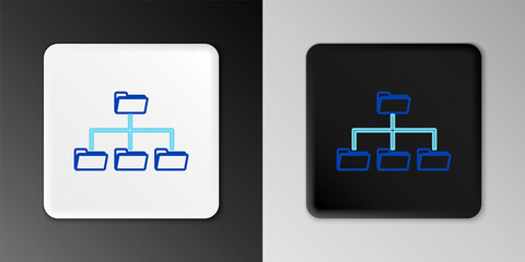 Obraz premium Line Folder tree icon isolated on grey background. Computer network file folder organization structure flowchart. Colorful outline concept. Vector.