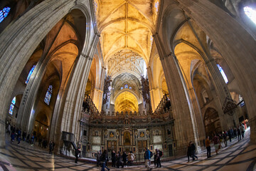 Seville, Andalusia, Spain, Europe. Interior view of the Cathedral of Seville